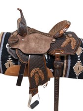 Western Leather Barrel Saddle With Free Matching Headstall Breast Collar  Cinch