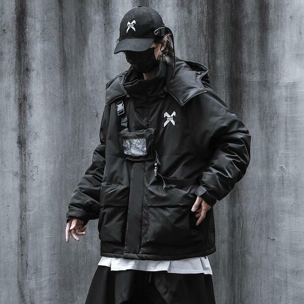Techwear Parka Jacket For Men Streetwear Winter Hooded Techwear Parka Jacket For Men Streetwear Winter Hooded
