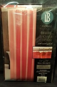 LB Home Shower Curtain with Matching Hooks in Salmon