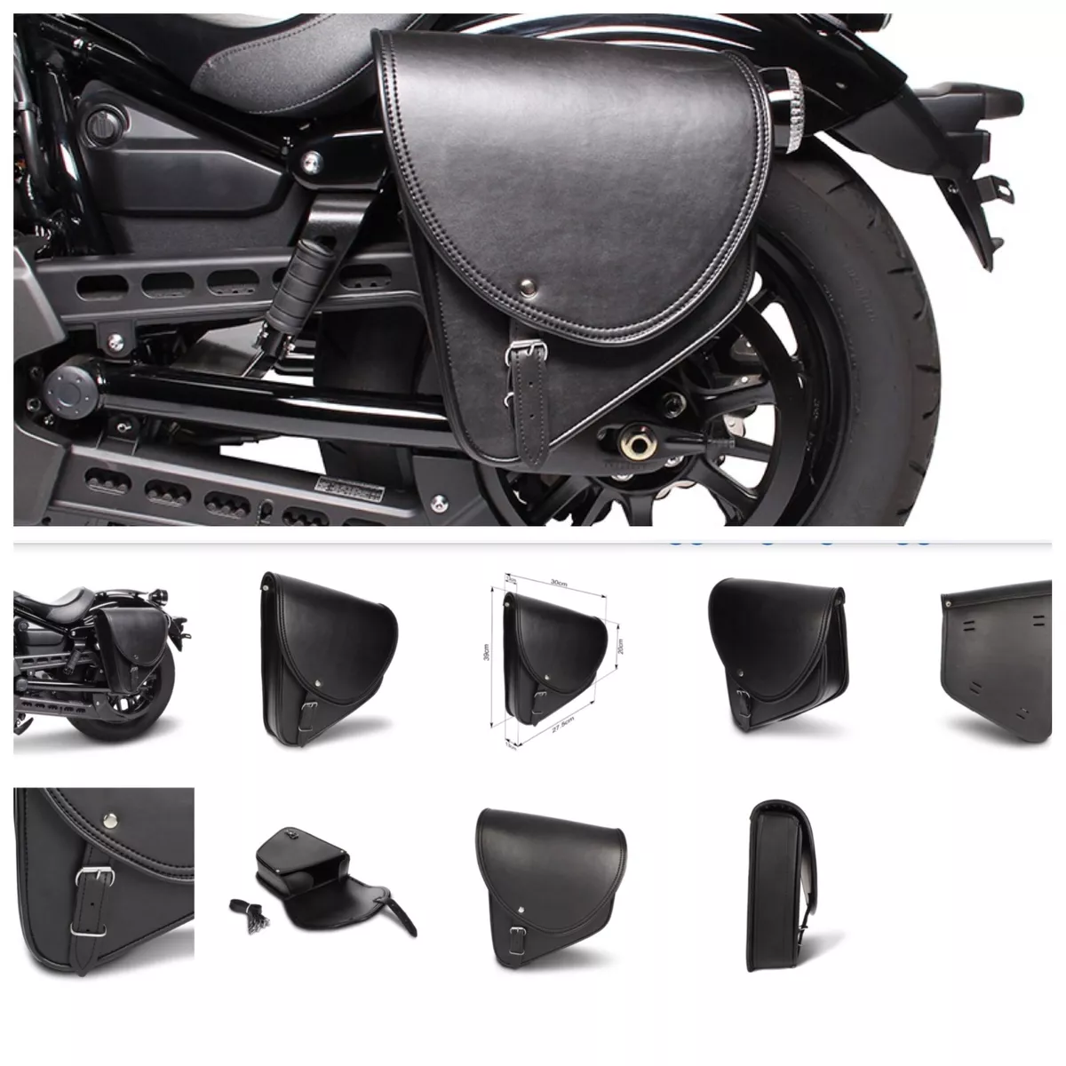 HONDA VT 600 1100 SHADOW 750 C ACE C2 C4 1300 BLACK LEFT MOTORCYCLE SIDE BAG