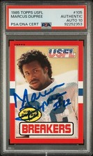 1985 Topps USFL Marcus Dupree SIGNED #105 RC Rookie Card PSA 10 AUTOGRAPH GRADE