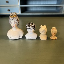 Mix Lot 4 Vintage Porcelain Doll Heads Colonial, German Mixed Sizes READ