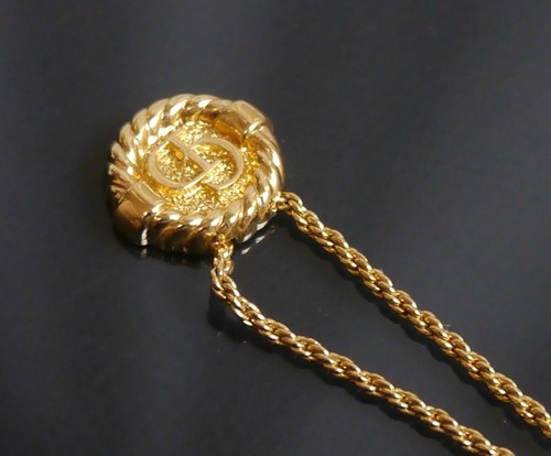 Authentic Christian Dior Necklace coin CD vintage Metallic #3475 - Picture 4 of 7