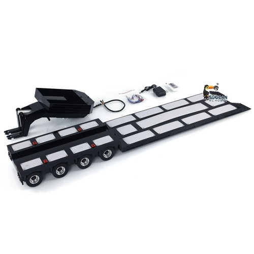 Metal Extendable Semi-trailer 4-Axle Lowboy for 1:14 RC Tractor Truck Car Lorry - Picture 8 of 12