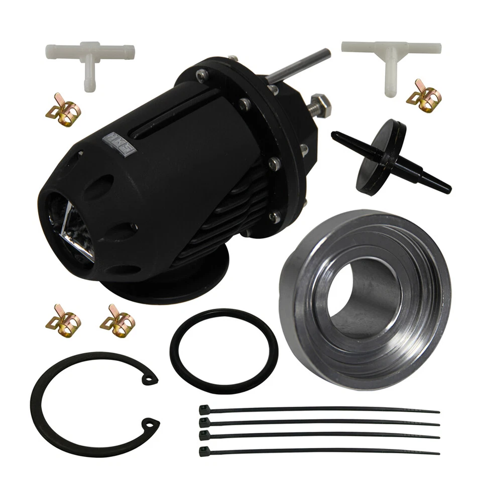 Válvula de soplado SQV ajustable universal BOV II 2 + 2,5" adaptador de tubo de brida negro Foto 4 de 4