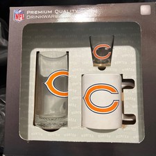 Chicago Bears Drinking Set; Glass Mug, Coffee...