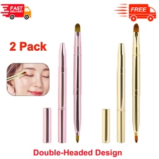 2Pack Retractable Lip Brush For Lipstick Lip Gloss Double-Ended Lip Makeup Brush