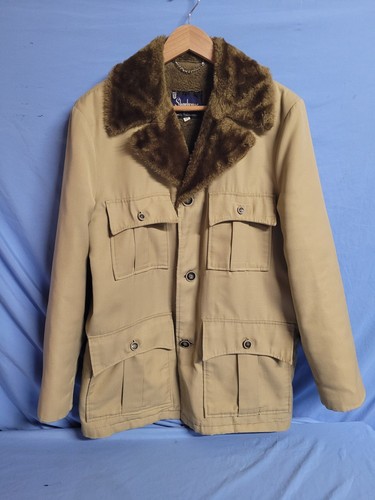 Vintage Shanhouse Herren braun Ente Gr. 38 kaltes Wetter Kunstfell gefüttert Mantel Jacke