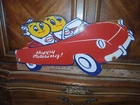 VINTAGE ESSO PORCELAIN SIGN OLD 20" GAS STATION SERVICE MOTOR OIL GARAGE DIECUT