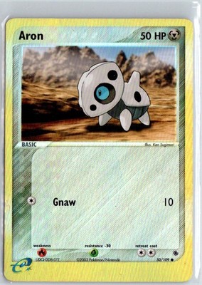Aron - 50/109 Reverse Holofoil Common Ruby and Sapphire 50/109 MP Pokemon TCG