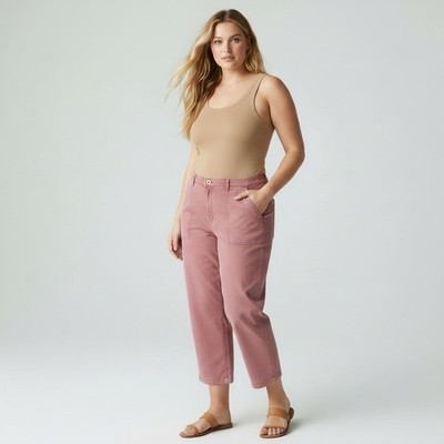 OLD NAVY Size 18 Sky High Rise Canvas Carpenter Pants Pink Rose 1XL Straight