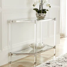 Erica Modern Acrylic Rectangular Console Table 48" x 16" Shelf Clear Entryway