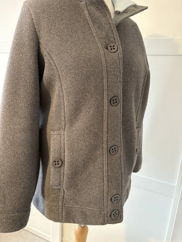 Marks & Spencer Grey Fleece Jacket size 18 Buttons Side Pockets Blue Warm VGC - Image 3 of 4