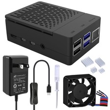 Raspberry Pi 4 Case with Power Supply, PWM Fan, and Heatsinks - 8GB/4GB/2GB
