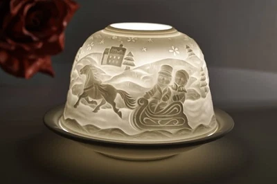 Dome Light Nr. 30040 Winterfreuden - Teelicht Windlicht Dekoration Porzellan - Bild 1 von 4