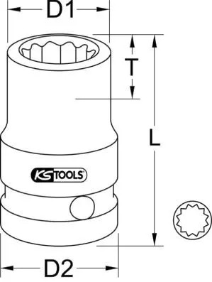 Impact wrench socket Chrome-Molybdenum Steel 515.0924 KS TOOLS