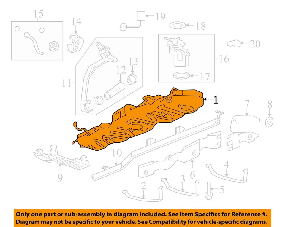 Tanque de combustible VIN J 11º dígito limitado compatible con 07-17 ACADIA 10257759 Foto 4 de 4
