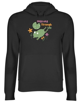 Hopping Through Life süßer Frosch Hoodie Herren Damen Kapuzenoberteil