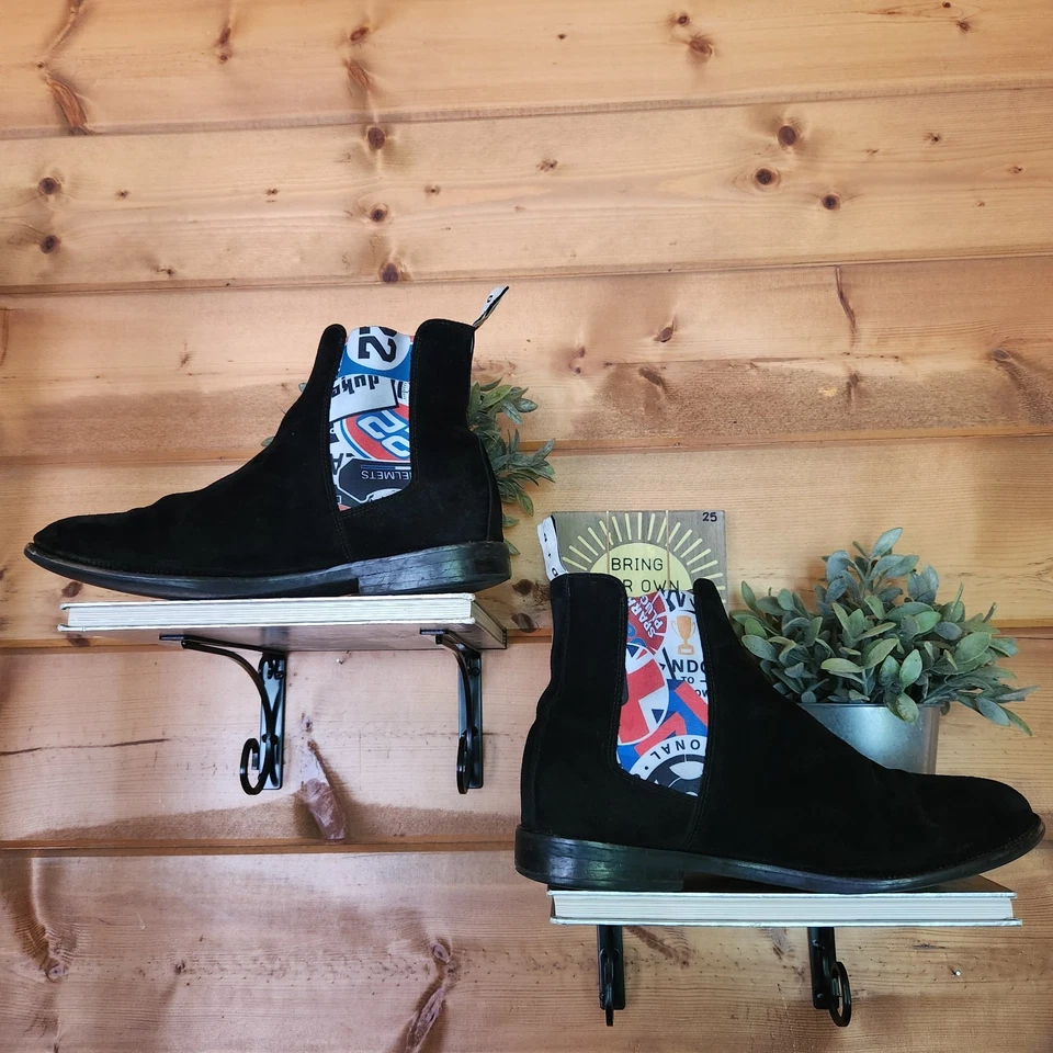 Bota Chelsea Duke + Dexter Woolf Hecha a Mano Cuero Gamuza Negra Carreras Deporte Talla 11 Foto 4 de 4