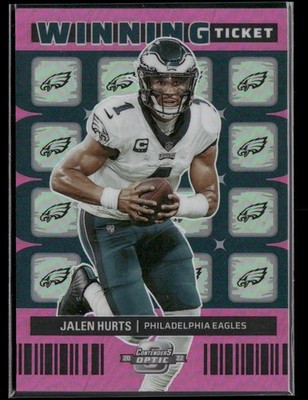 2022 Panini Contenders Optic #WT-7 Jalen Hurts Winning Tickets Pink #/75