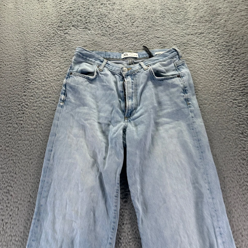 Zara Jeans Womens Size 8 Blue The Pax Culotte Cotton High Rise Wide Leg Fit - Image 2 of 4