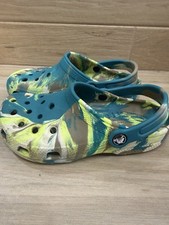Crocs Classic Marbled Green/Blue Slingback Clog Shoes Juniors Size 3