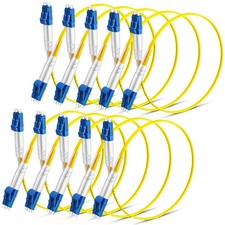 10 Pack Single Mode Fiber LC to LC, 0.5m/1.64 ft OS2 Patch Cable Duplex, Sing...