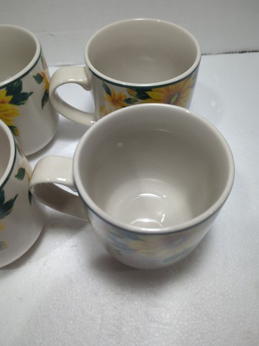 4 Thomson Pottery Stoneware Mugs In The "SUNFLOWER" Pattern - Bild 7 von 9