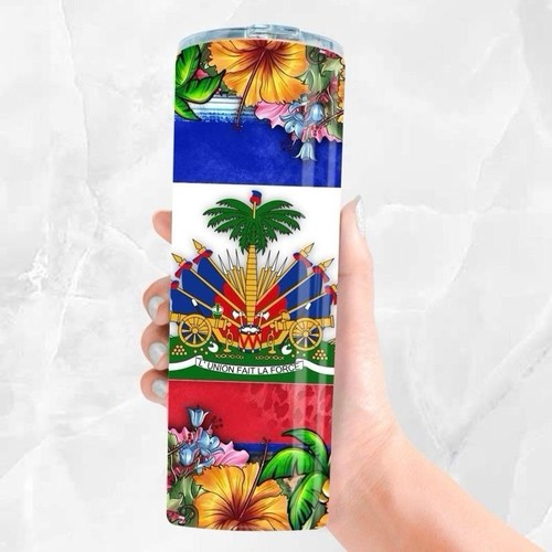Haitian Flag Tumbler 20 Oz-Stainless Steel Travel Mug-Hot & Cold Insulated Cup