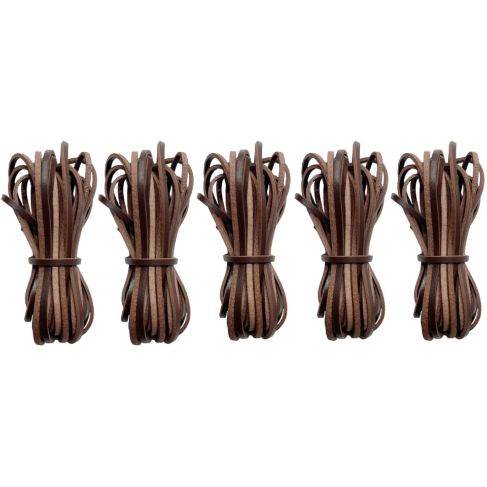 Cordón de cuero genuino plano de 3 mm de 25 pies, paquete de 5 tiras de 8,33 yardas para manualidades Foto 2 de 4