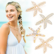 4Pcs Pearls Hair Clips, Rhinestone Starfish Hair Clips Fashion Accessories Chris