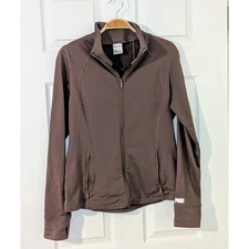 PINK Active Full Zip Jacket Athletic Running Workout Brown Thumb Holes L
