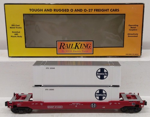 Coche Husky-Stack calibre O MTH 30-7644 BNSF con contenedores #212261 EX/caja | Condition: Used