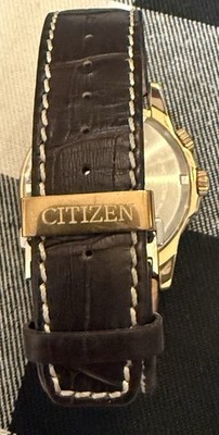 Citizen Eco-Drive World Time 8729 Black Dial Rose Gold Leather
