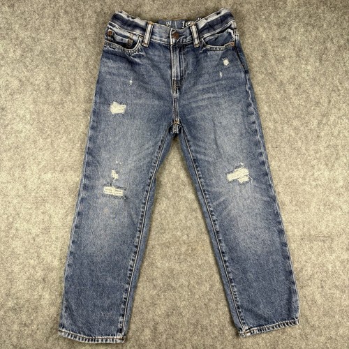 GAP Denim Jeans Boys Size 7 Stretch Straight Blue Medium Wash Casual Distressed - Picture 2 of 13