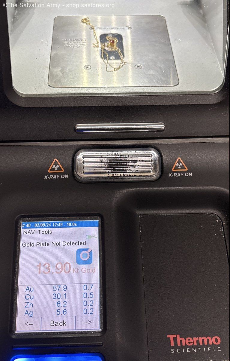 Marked 14k Yellow Gold Circular Ruby Pendant Neck… - image 7