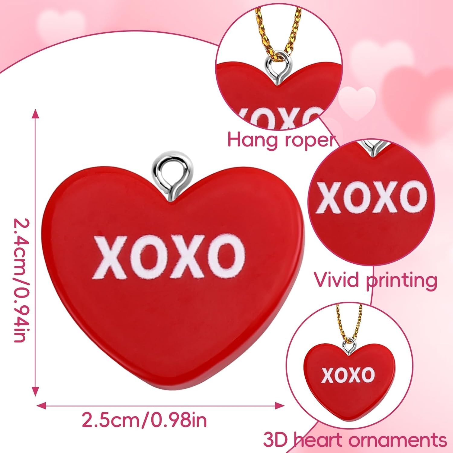 48PCS Valentine's Day Ornaments Mini Resin Conversation Hearts Ornaments Tiny... thumbnail 4