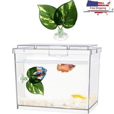 Transparent 0.2 Gallon Mini Fish Tank Stackable Aquarium Starter Kit Easy Clean