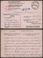 Belgium WWII 1944 - POW Postcard to Stalag II C Germany - Censor EP121