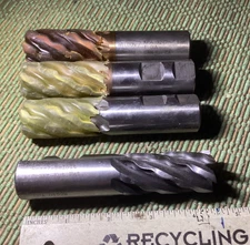 LOT OF 4 PCS 1” ENDMILL ….3 PCS HSCO BY WELDON AND 1 PC Regal-Beloit M42 6 FLUTE