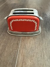 Vintage Childs Tin Toy Toaster Mechanical Kitchen Playset Red Metal NICE 
