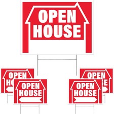 5Pk Open House Signs for Real Estate  House for Sale Double Sided with Stakes
