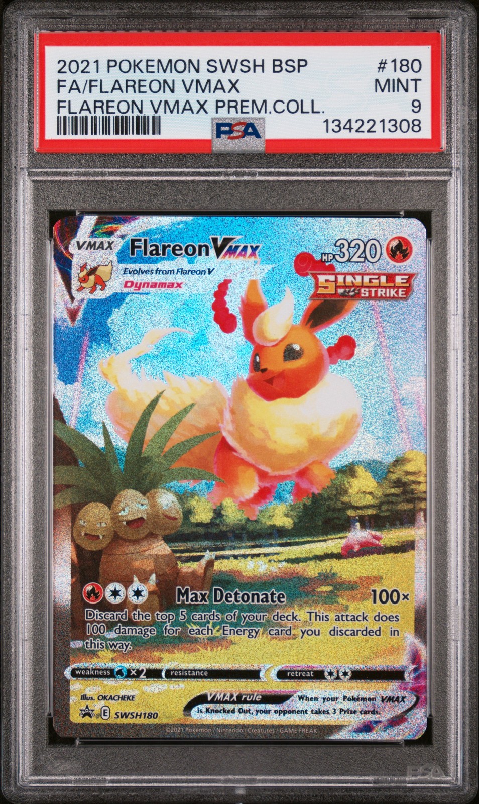 2021 POKEMON SWSH BLACK STAR PROMO #180 FULL ART/FLAREON VMAX PSA 9