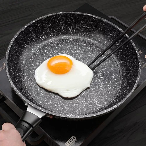 Non Stick Black Frying Pan Ceramic Marble Coated For Gas Electric Induction Hob - Picture 7 of 13