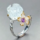 Fine Art Natural Aquamarine Ring 925 Sterling Silver Size 7 /R452820
