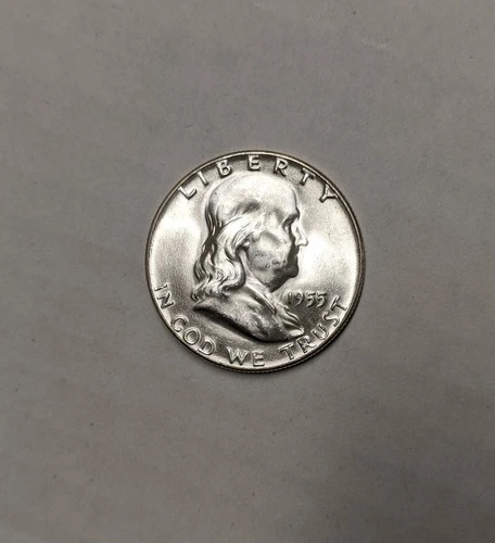 1955 Franklin Half Dollar - Pristine Gem Uncirculated Full Bell Lines Silver 50¢