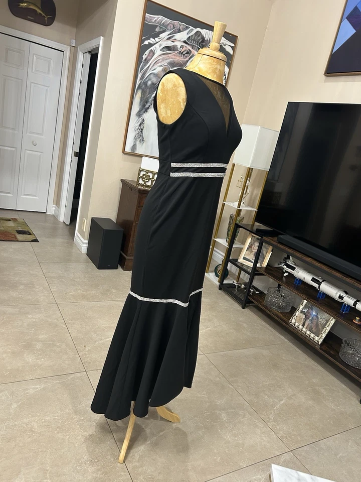 VESTIDO LARGO AL TOBILLO R&M RICHARDS NEGRO Y RHiNESTONE SIN MANGAS NOCHE/CÓCTEL 6 Foto 2 de 4