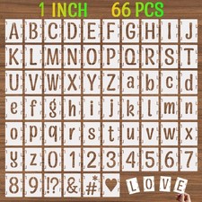 1 Inch Alphabet Letter Stencils, 66 Pcs Reusable Plastic Letter Number Symbol...