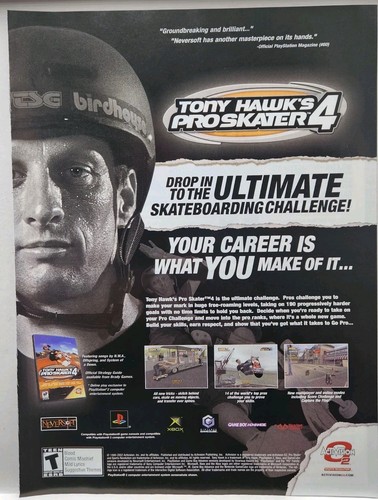 Publicité Originale Tony Hawk's Pro Skater 4 PC - 2004, Art Mural Vintage V1