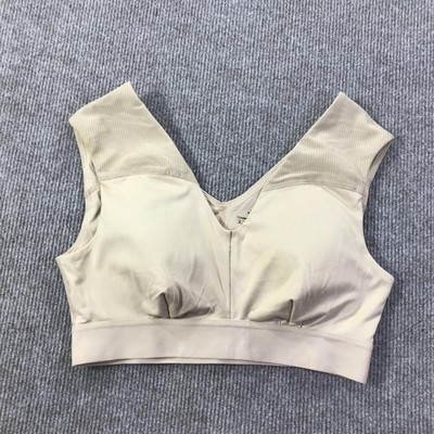 Tommie Copper Sports Bra Womens Medium Beige Shoulder Support Activewear Gym Top